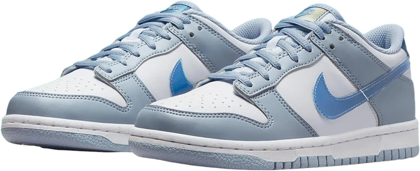 Детские кроссовки для мальчиков с принтом NIKE Dunk Low NIKE, Whisper Blue White Hyper Royal — фото 3
