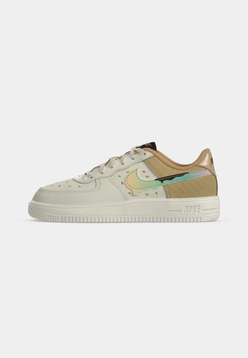 Кроссовки Force 1 Low BP Lace NA16 унисекс Nike Sportswear, Sail/Multi/Color/Sesame/Bleached Turq/Chile Red/Light Chocolate — фото 2