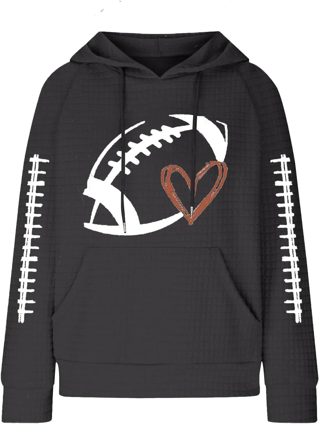 Женский свитшот с капюшоном, с принтом, Football Hooded, Dark Gray-a — фото 4