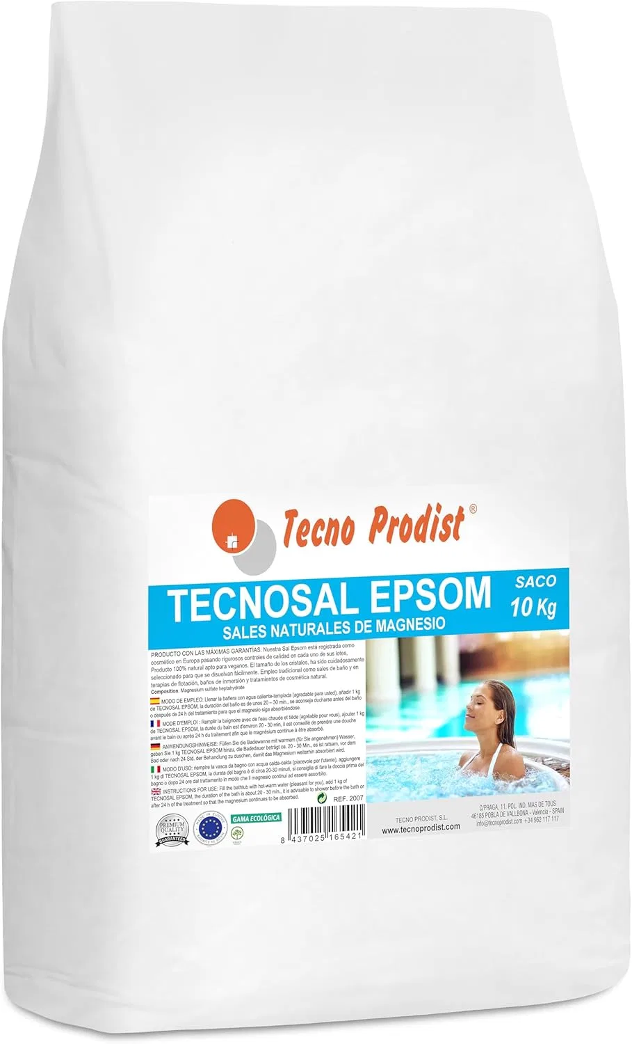 Соль для ванны Эпсом, Tecno Prodist, 10 кг, Белый