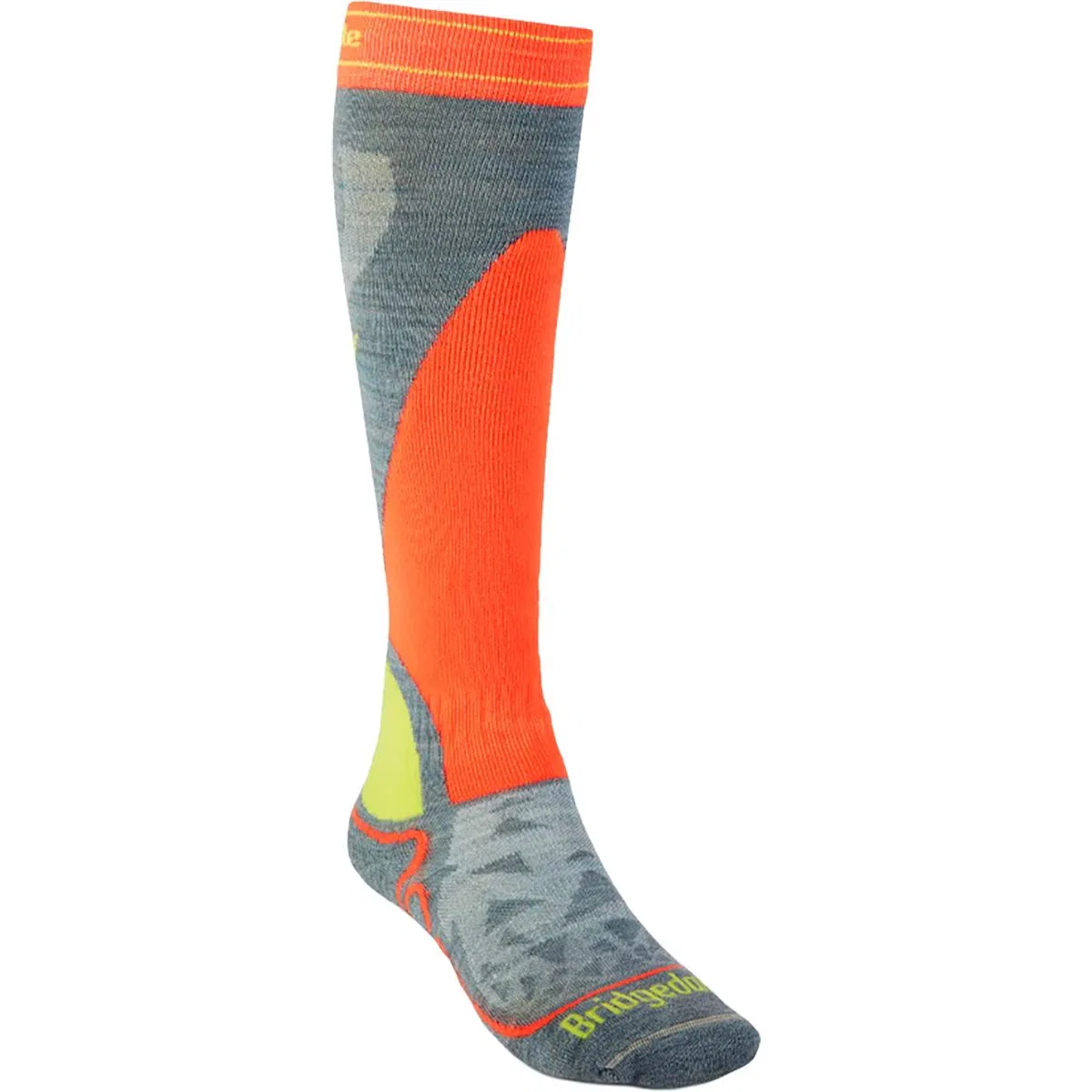 Детские носки для горных лыж с принтом Ski Racer Merino Endurance Bridgedale, Grey/Neon