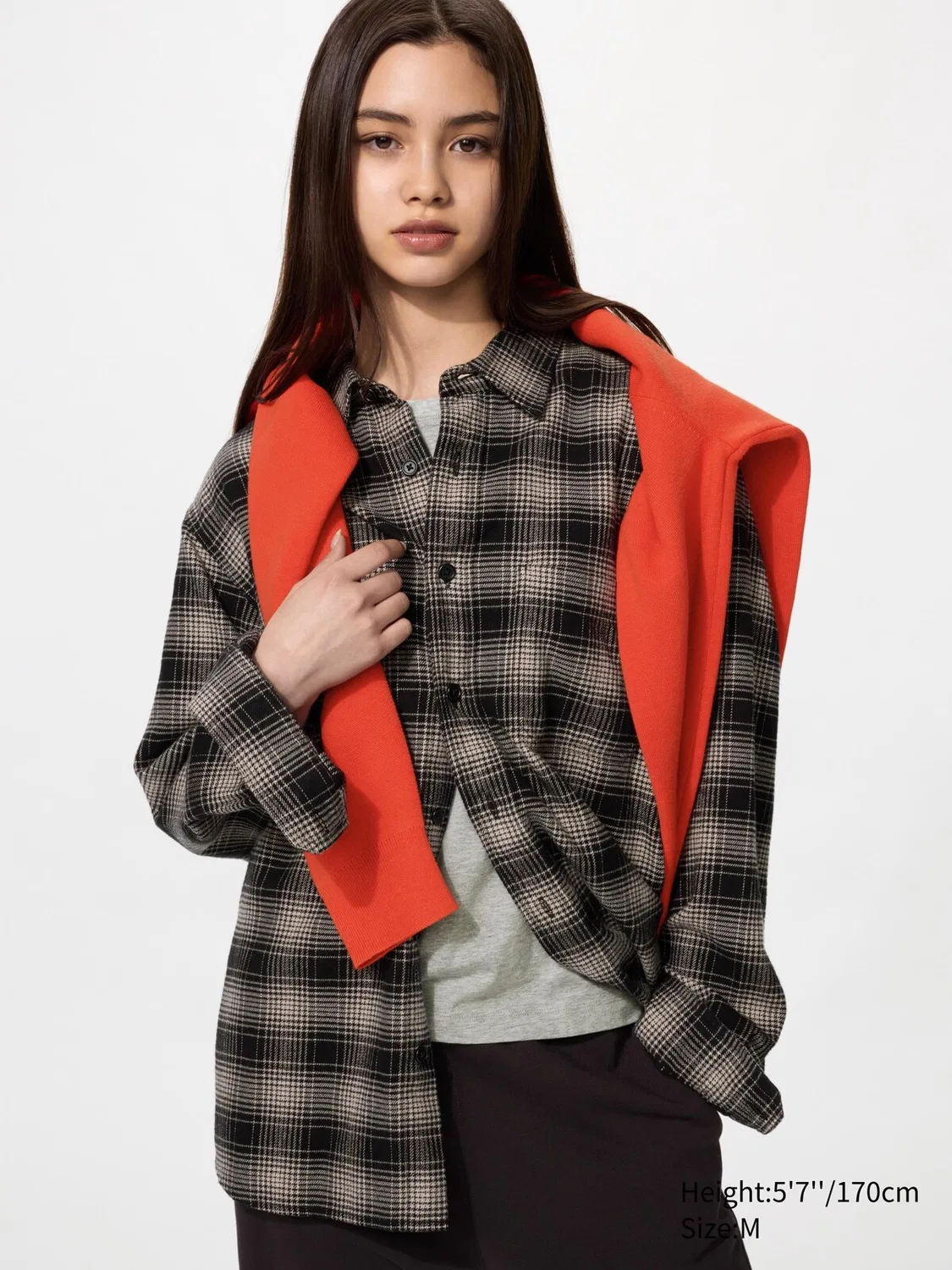 Рубашка Uniqlo, фланелевая клетчатая, оверсайз, зеленый — фото 4