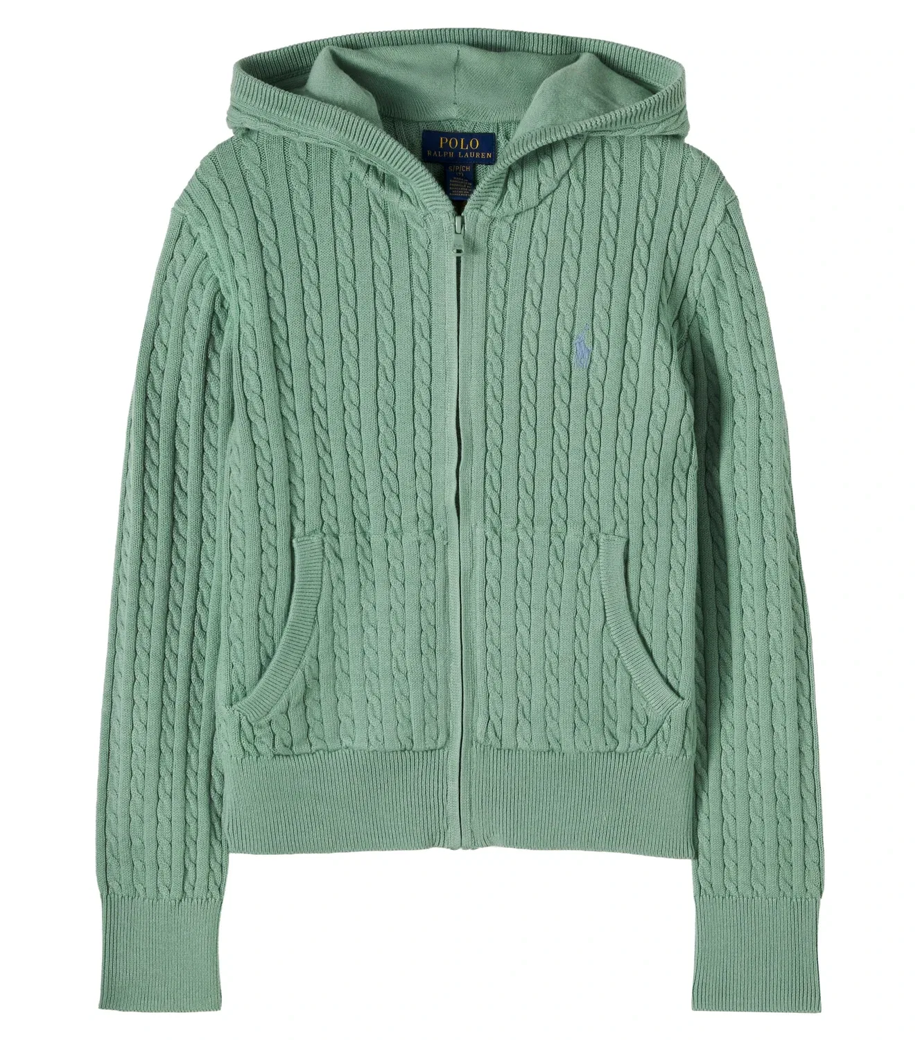 Вязаный кардиган с капюшоном Polo Ralph Lauren Kids, зеленый