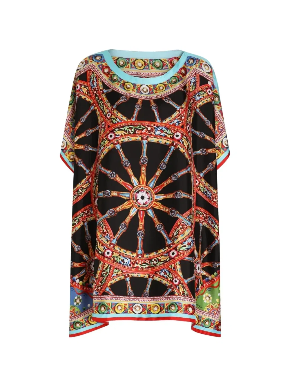 Твиловое платье с принтом Carretto Dolce & Gabbana, черный
