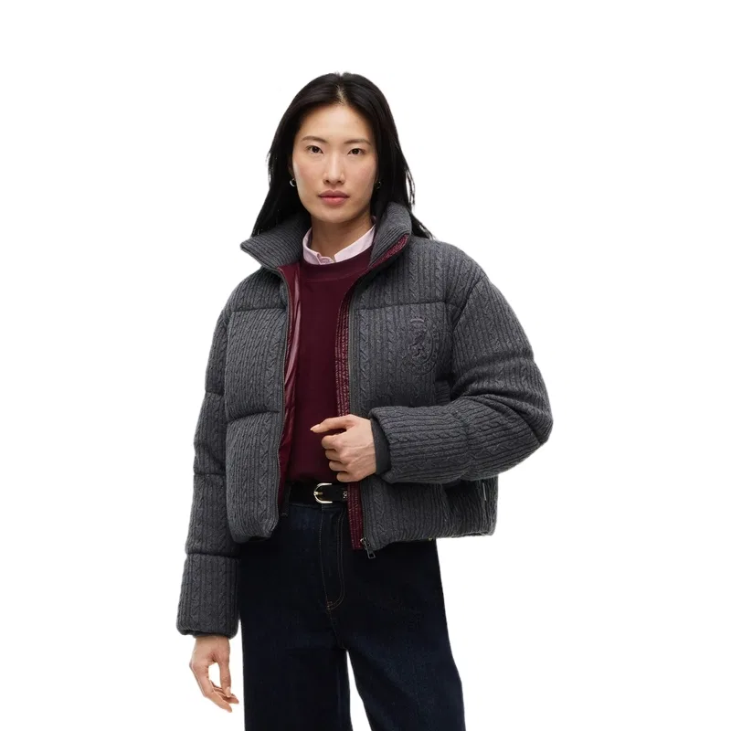 Женская куртка пуховик с воротником-стойкой Tommy Hilfiger, Dark Gray P7D