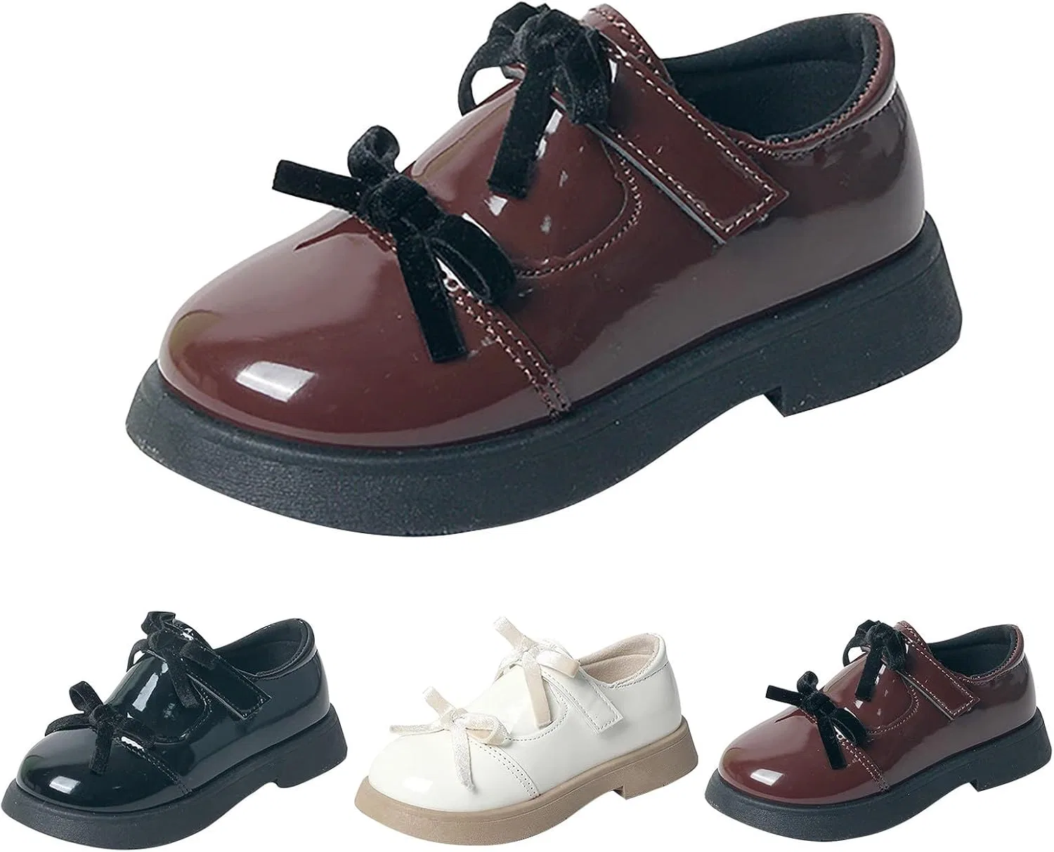Детские туфли для девочек с бантом Mary Jane Ballerina Flats, Brown — фото 4
