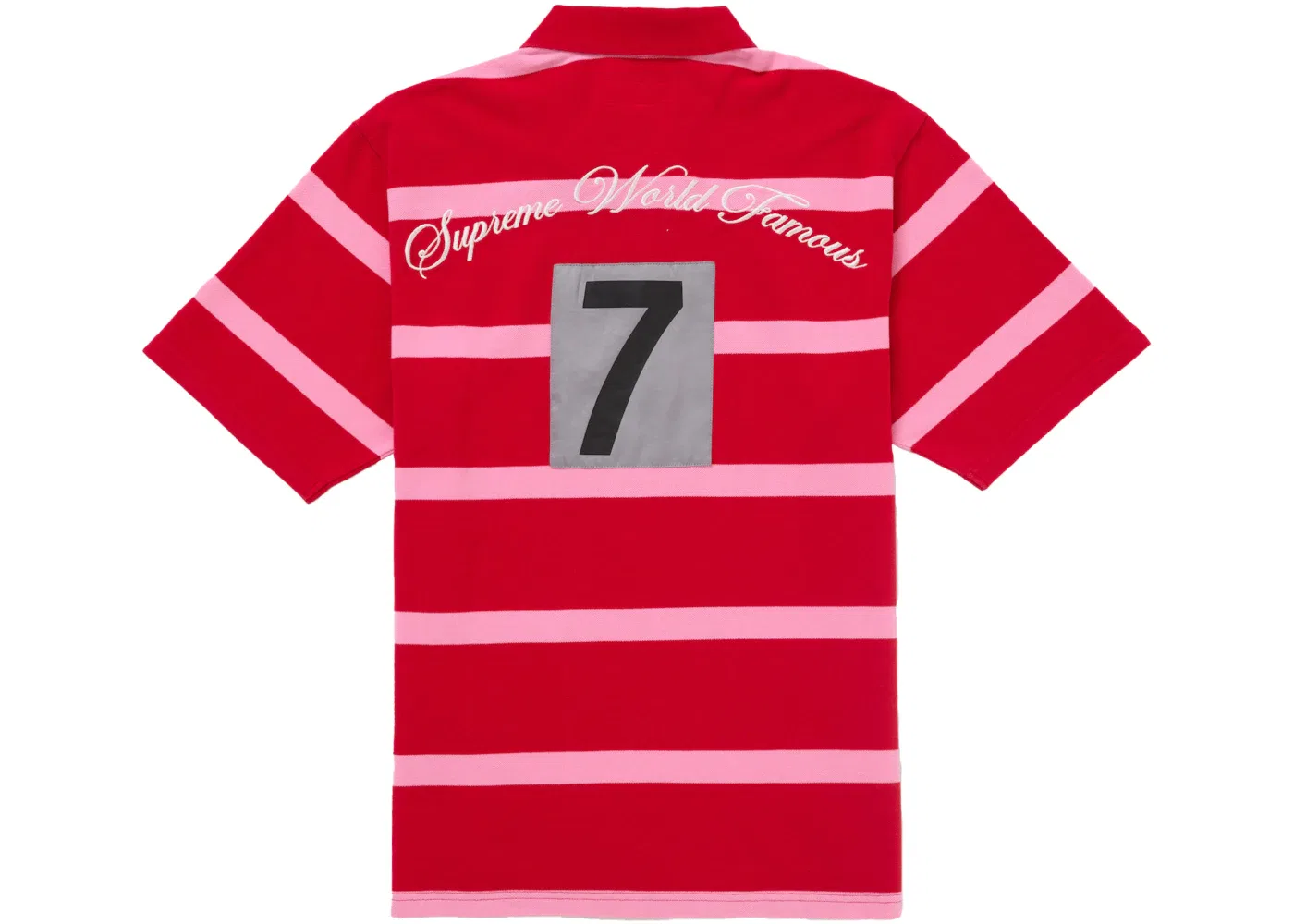 Мужское поло Supreme Cursive Polo Red Stripe, Red Stripe — фото 2