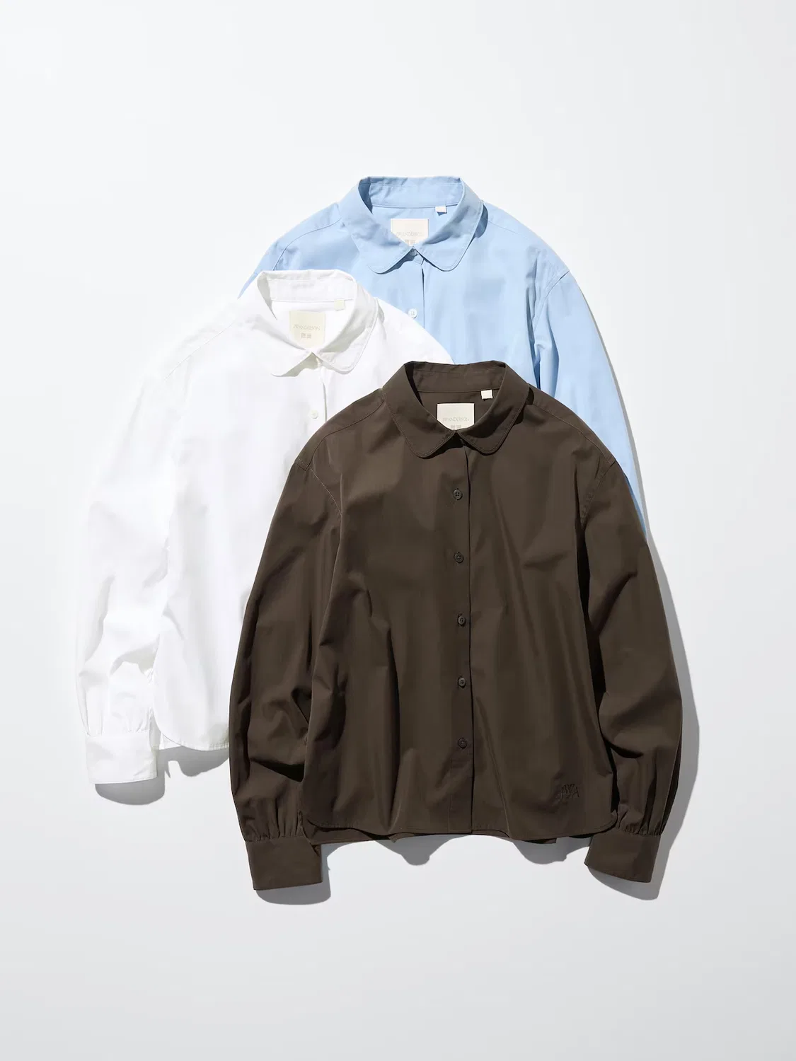 Рубашка Uniqlo, объемные рукава, светло-голубой — фото 3
