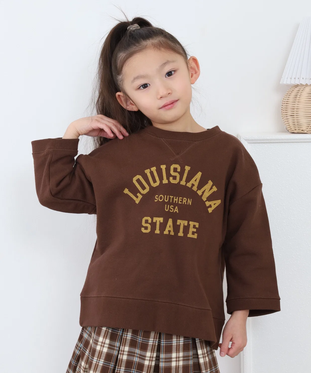 Детская футболка из футера с длинным рукавомOMNES, Brown