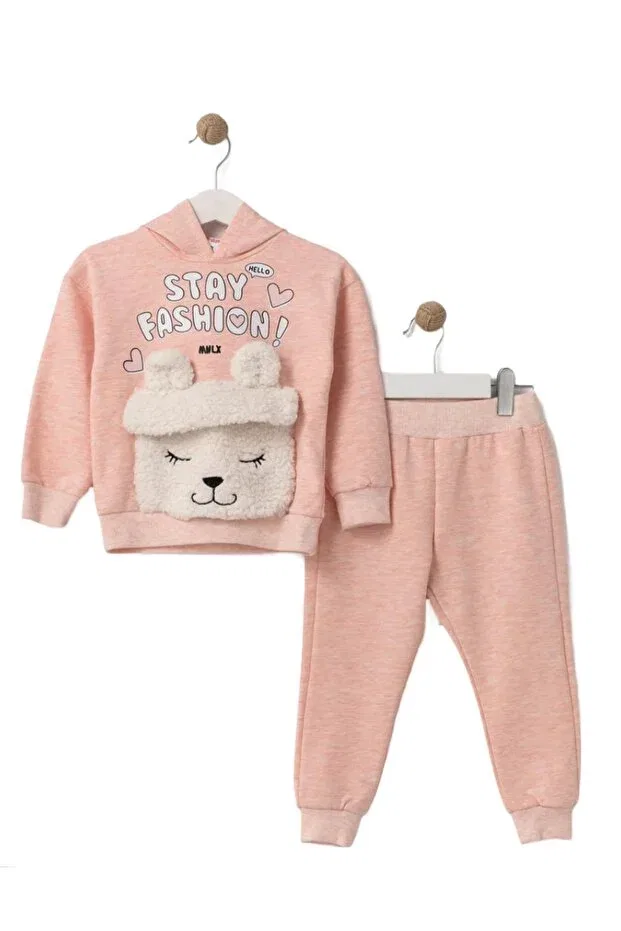 Детский комплект спортивного костюма для девочек с принтом кролика Basics Dear Enika, Pink