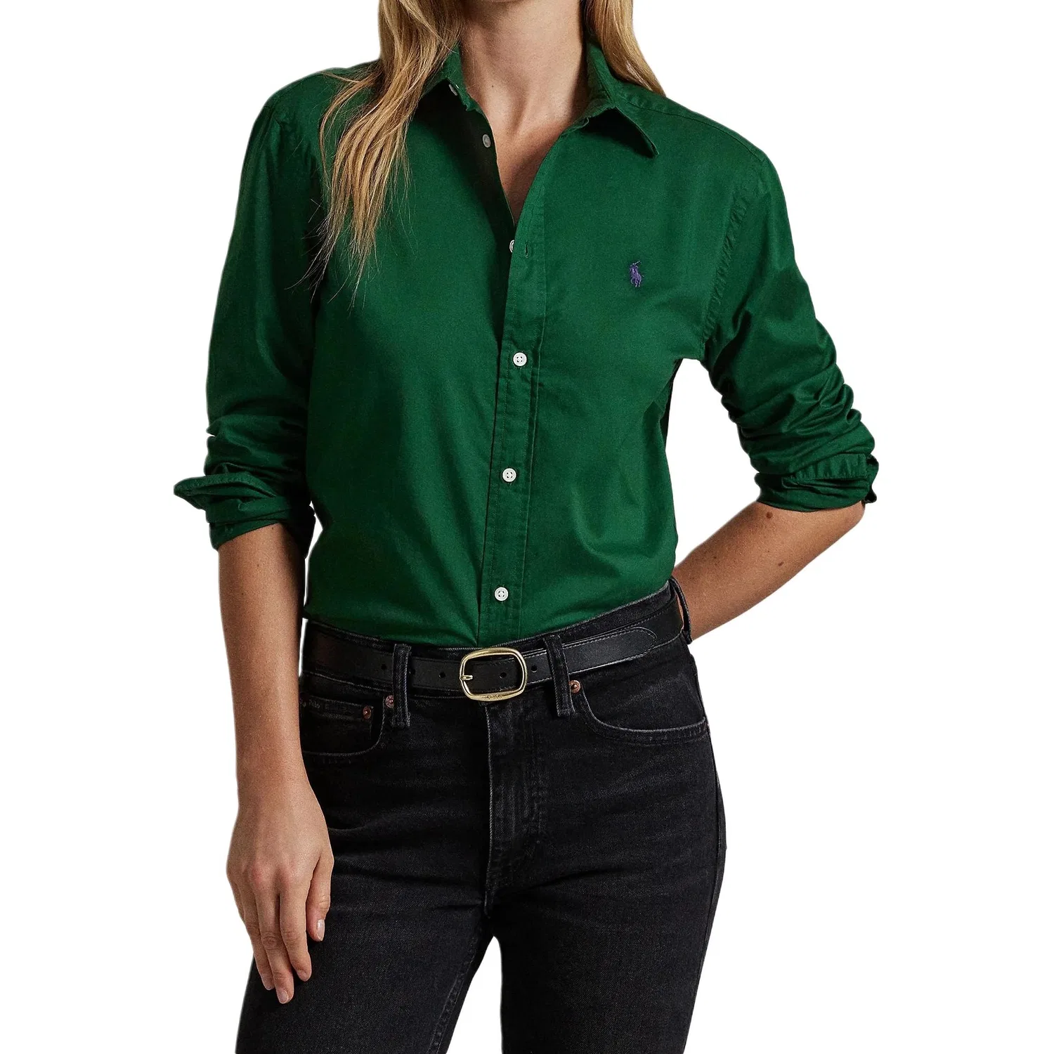 Рубашка женская с отложным воротником, Polo Ralph Lauren, Green — фото 4