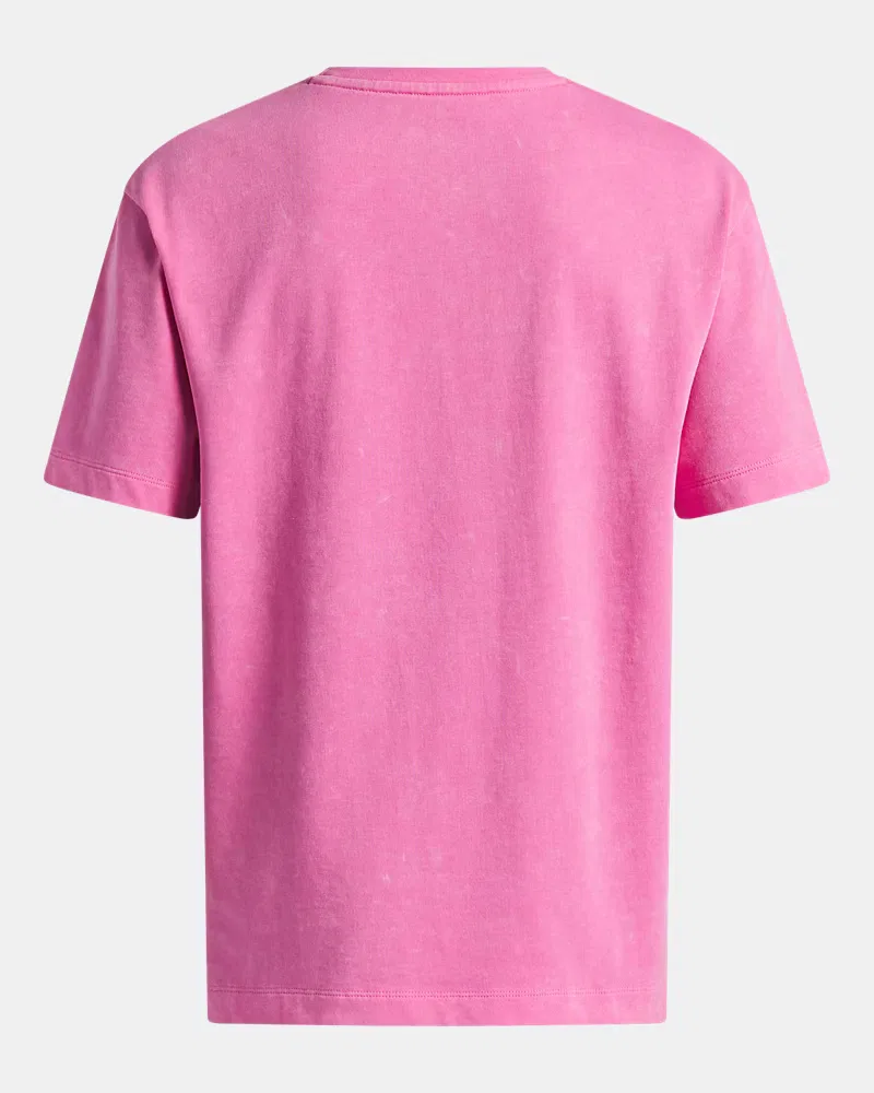Футболка оверсайз для мальчиков с эффектом wash UA Heavyweight Wash UnderArmour, Pink Frenzy/White — фото 2