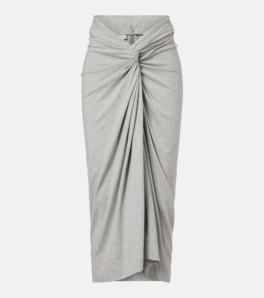 

Собранная хлопковая джерси миди-юбка Dries Van Noten, Grey Melange