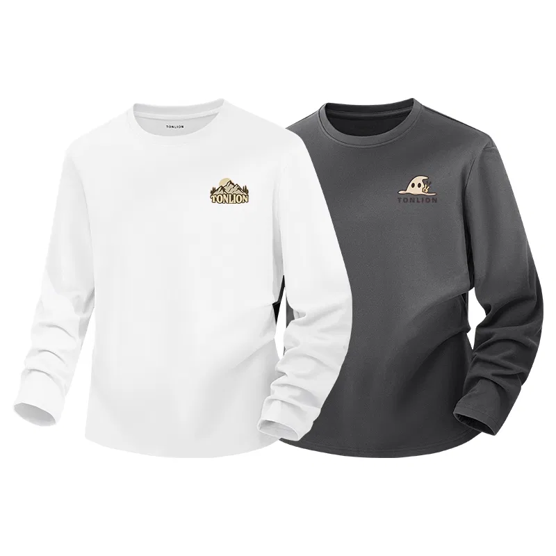 Детский лонгслив с принтом Tonlion, White Heather Navy, Grey Heather Navy