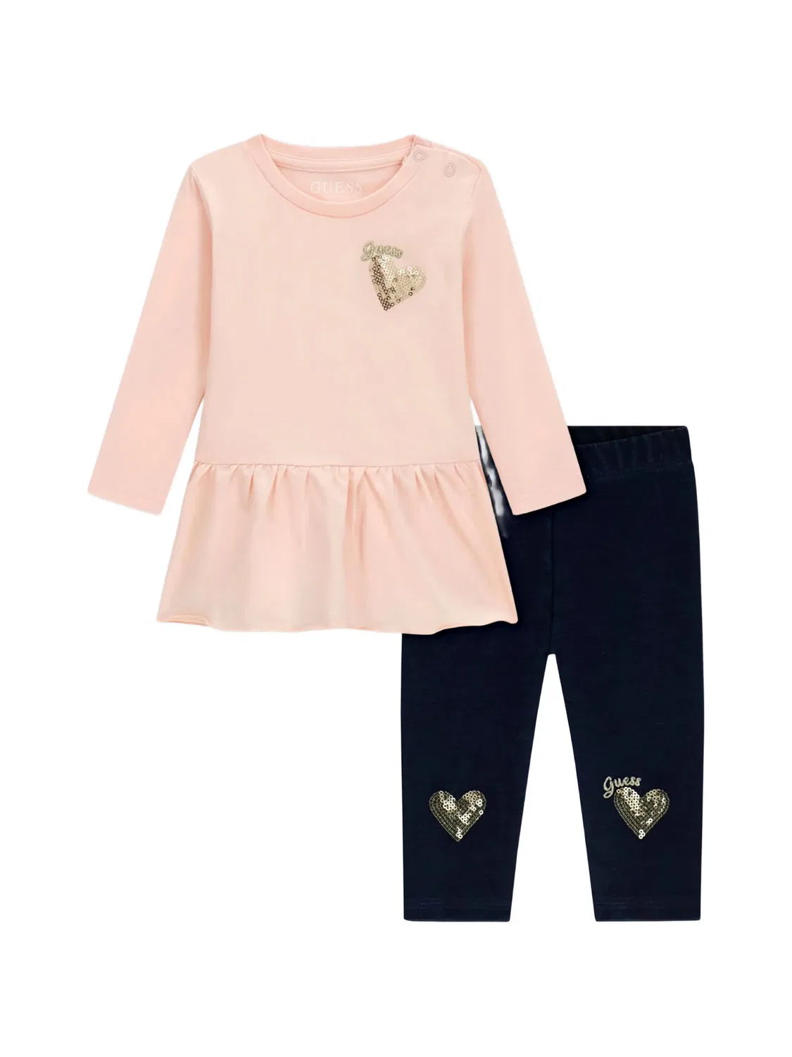 Комплект из футболки и брюк с пайетками Guess Kids, розовый