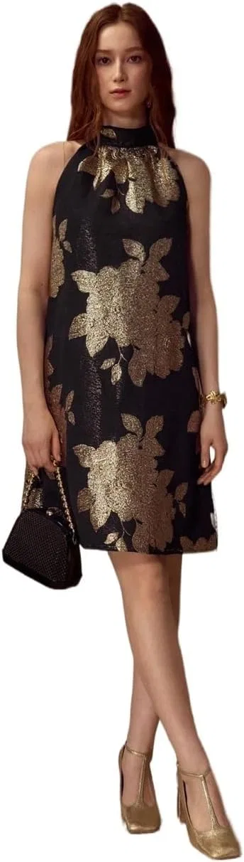 Женское летнее платье с завязками на спине, Black and Gold