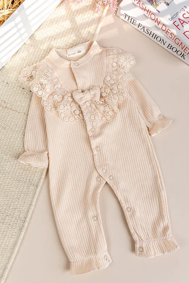 Детское боди-комбинезон для девочек хлопковый Babymod, Beige