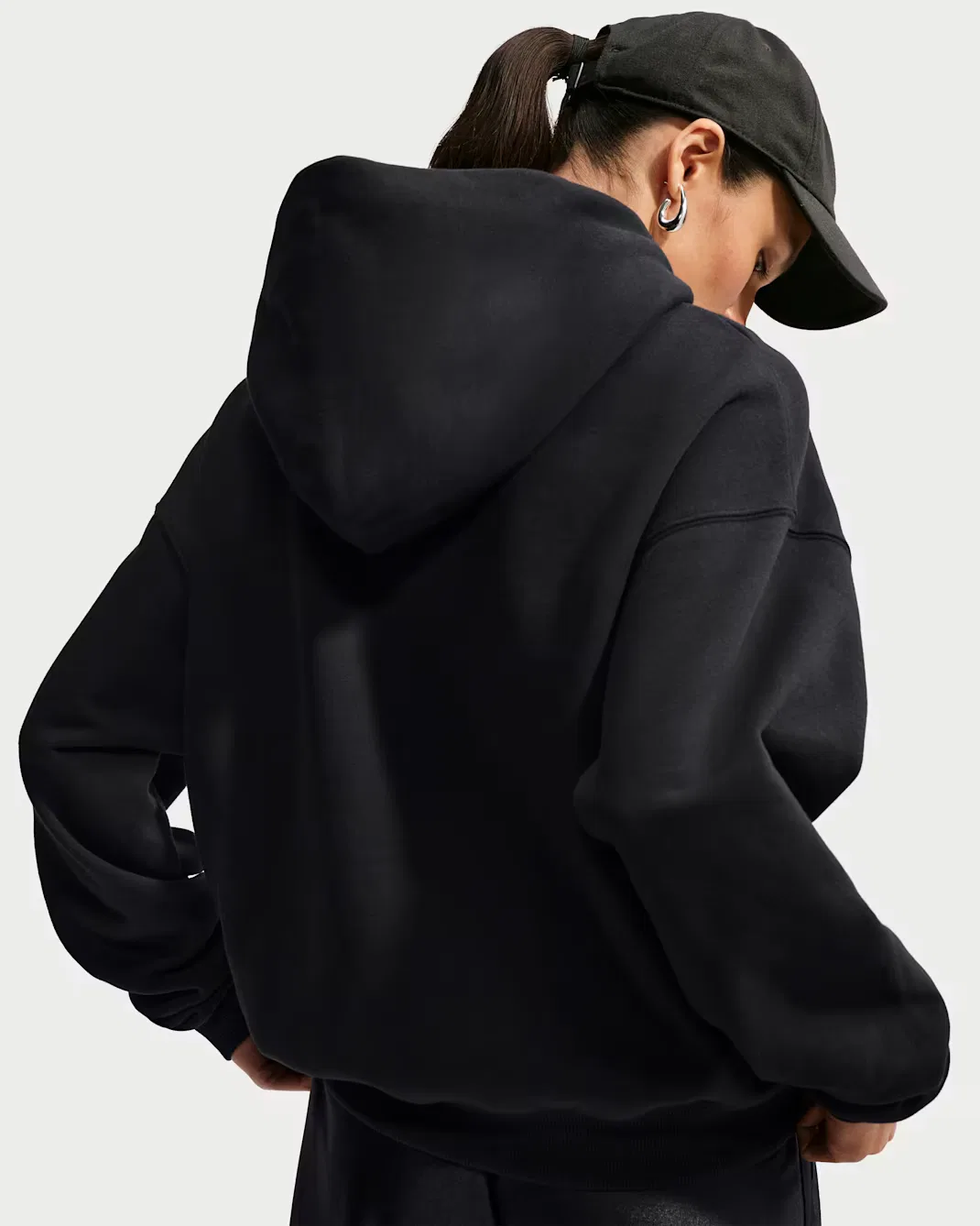 Женская объемная толстовка с логотипом Nike Studio Fleece Medium Weight "Graphic Pack", Total Black/White — фото 2