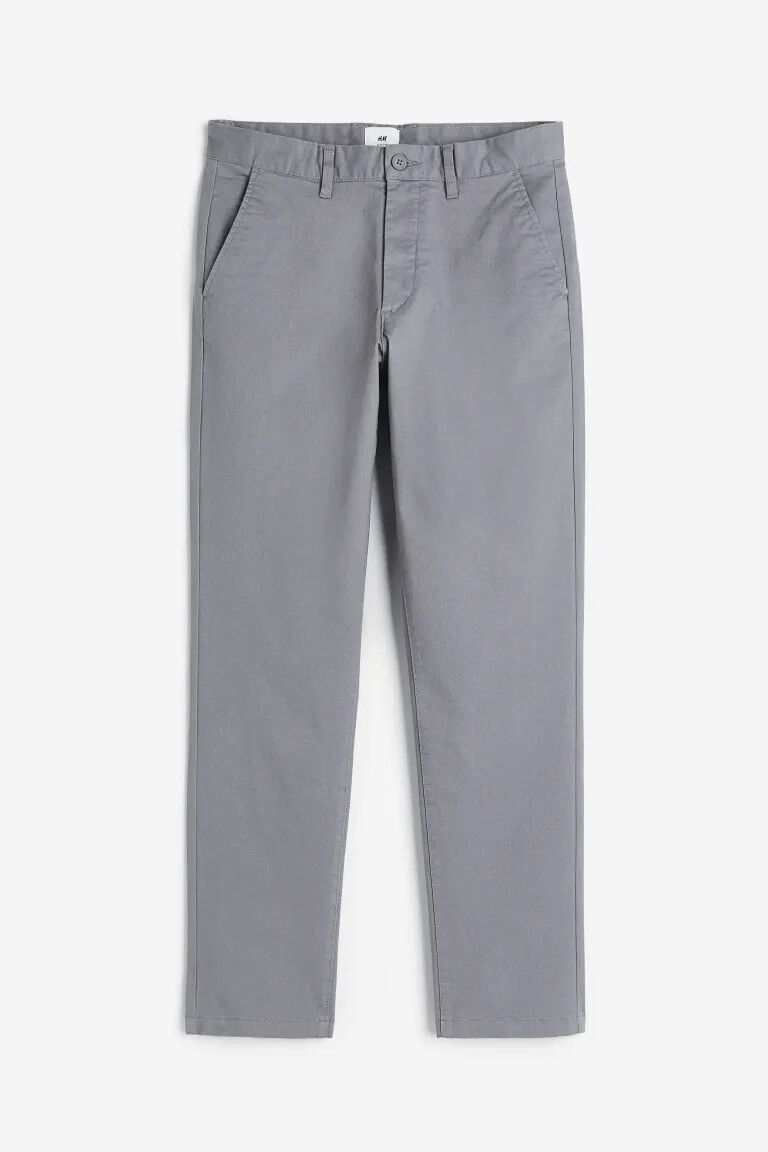 

Брюки H&M Slim Fit Cotton Chinos, серый