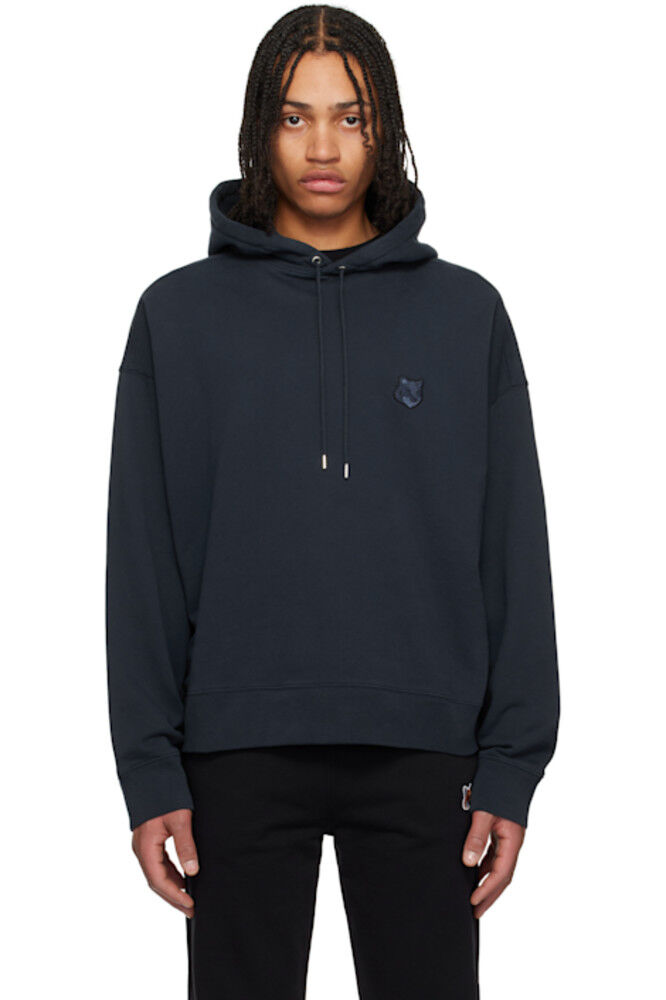 

Толстовка большого размера с капюшоном Navy Bold Fox Head Patch Maison Kitsuné