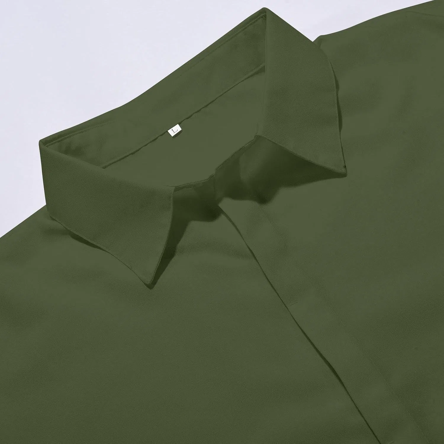 Мужская рубашка с коротким рукавом, хлопковая, B- Army Green — фото 4