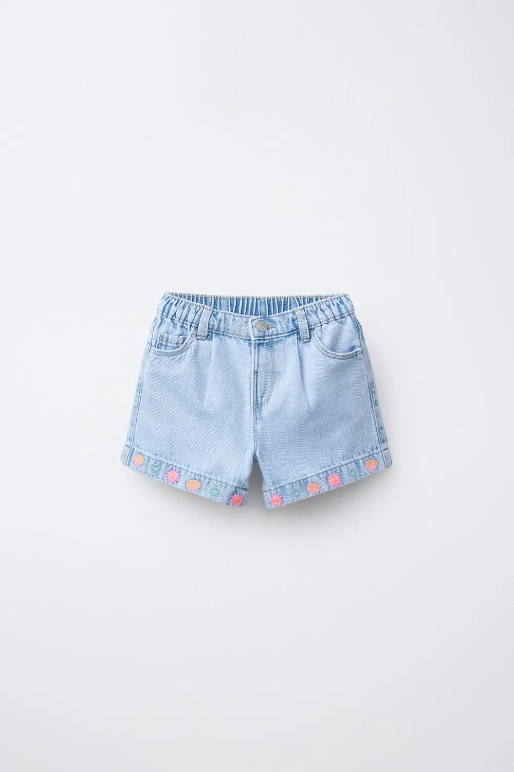 Вышитые джинсовые шорты-бермуды ZARA, Blue