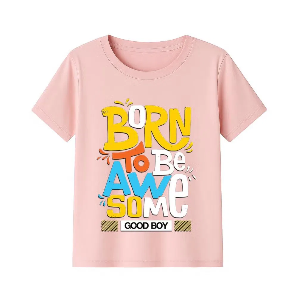 Футболка с принтом для мальчика Born to be awesome good boy Yoo Street, розовый