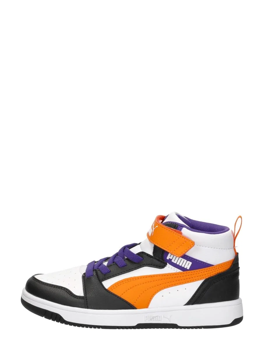 Детские кроссовки для мальчиков спортивные Rebound PUMA Puma White Orange Glo Puma Black