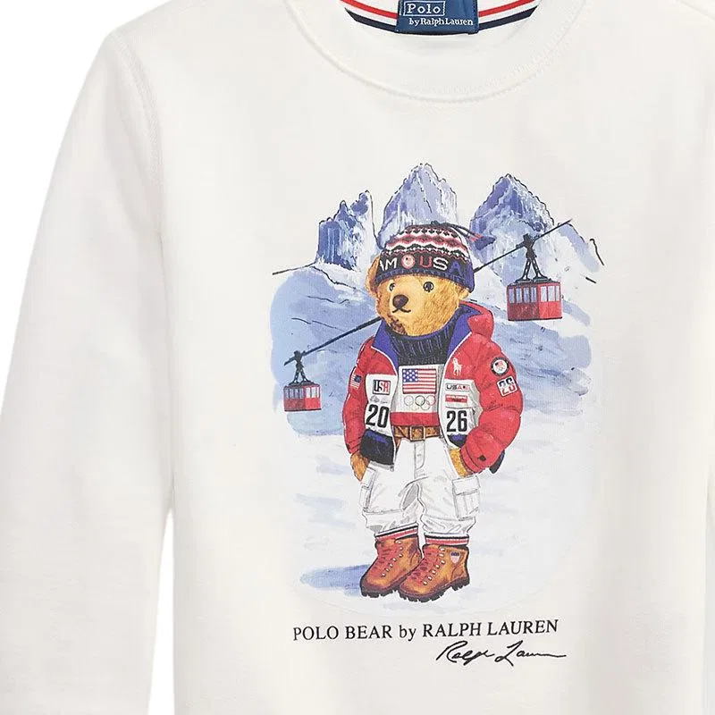 Детская толстовка с принтом Polo Bear Модель SS26 Polo Ralph Lauren, White — фото 4