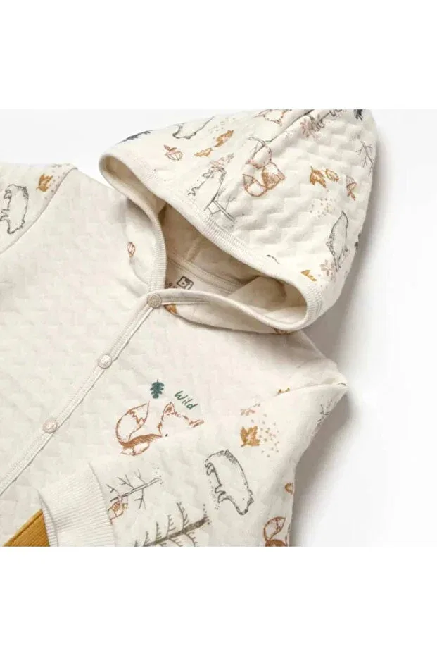 Детский кардиган для девочек с принтом Bibaby wild forest baby cardigan 61512 Generic Brands, Nude Color — фото 4