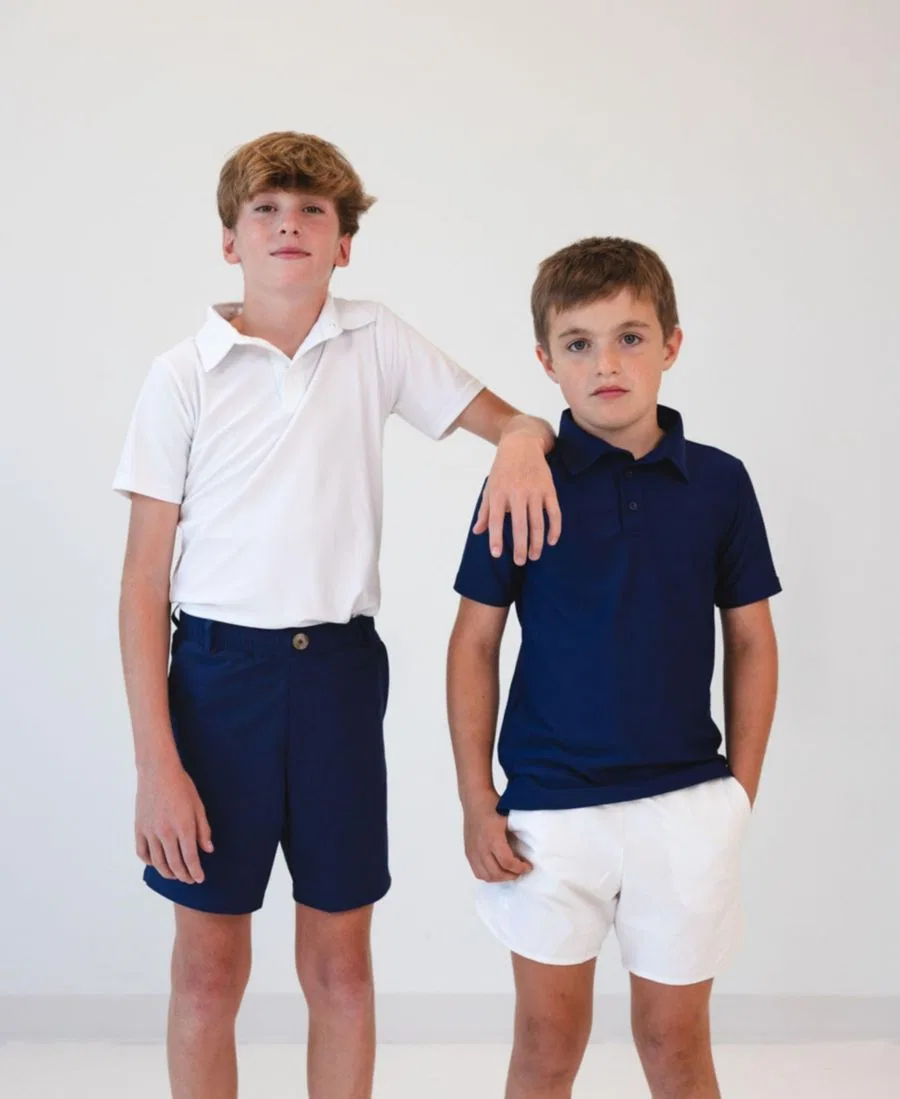 Детская рубашка-поло с коротким рукавом и защитой от солнца SPF 50 Courtside Kids, Navy — фото 4