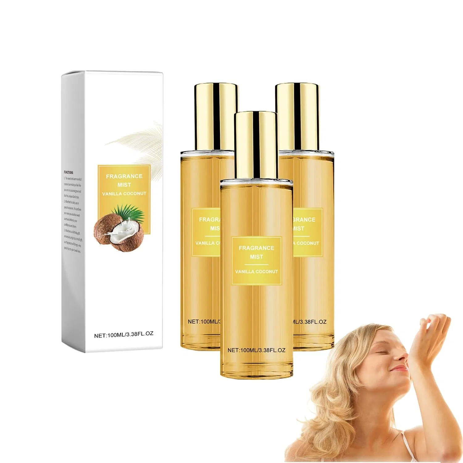 Спрей для тела Vanilla Coconut, VKaoess, 3 флакона, 100 ml