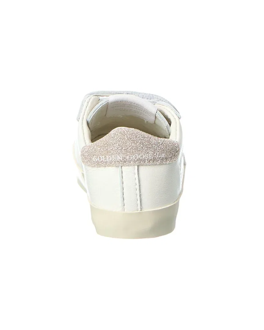 Детские кроссовки кожаные с блеском Golden Goose Leather Sneaker, White — фото 3