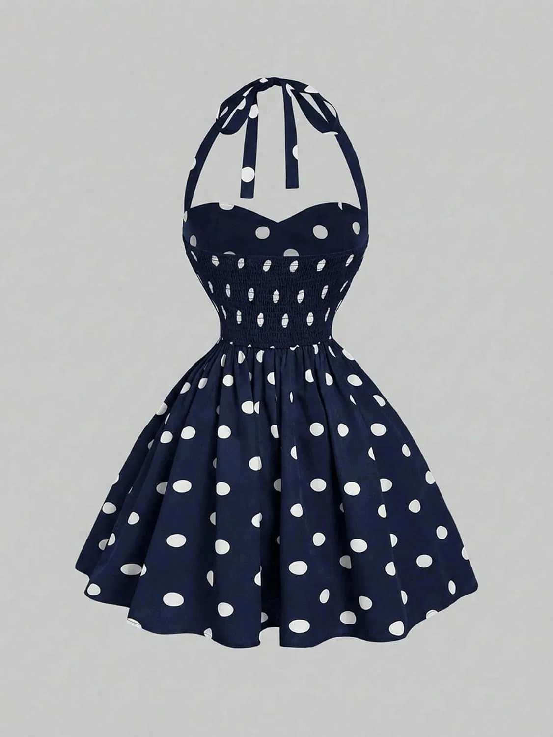 Женское повседневное платье в горошек A-line с запахом, Navy Blue — фото 2