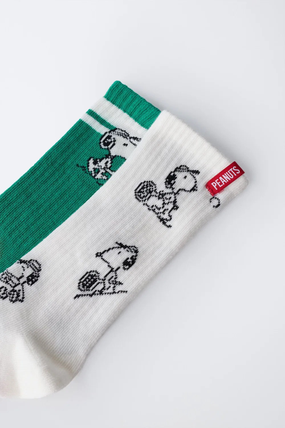 Набор из 2 длинных носков Snoopy Peanuts ZARA, Green/White — фото 2