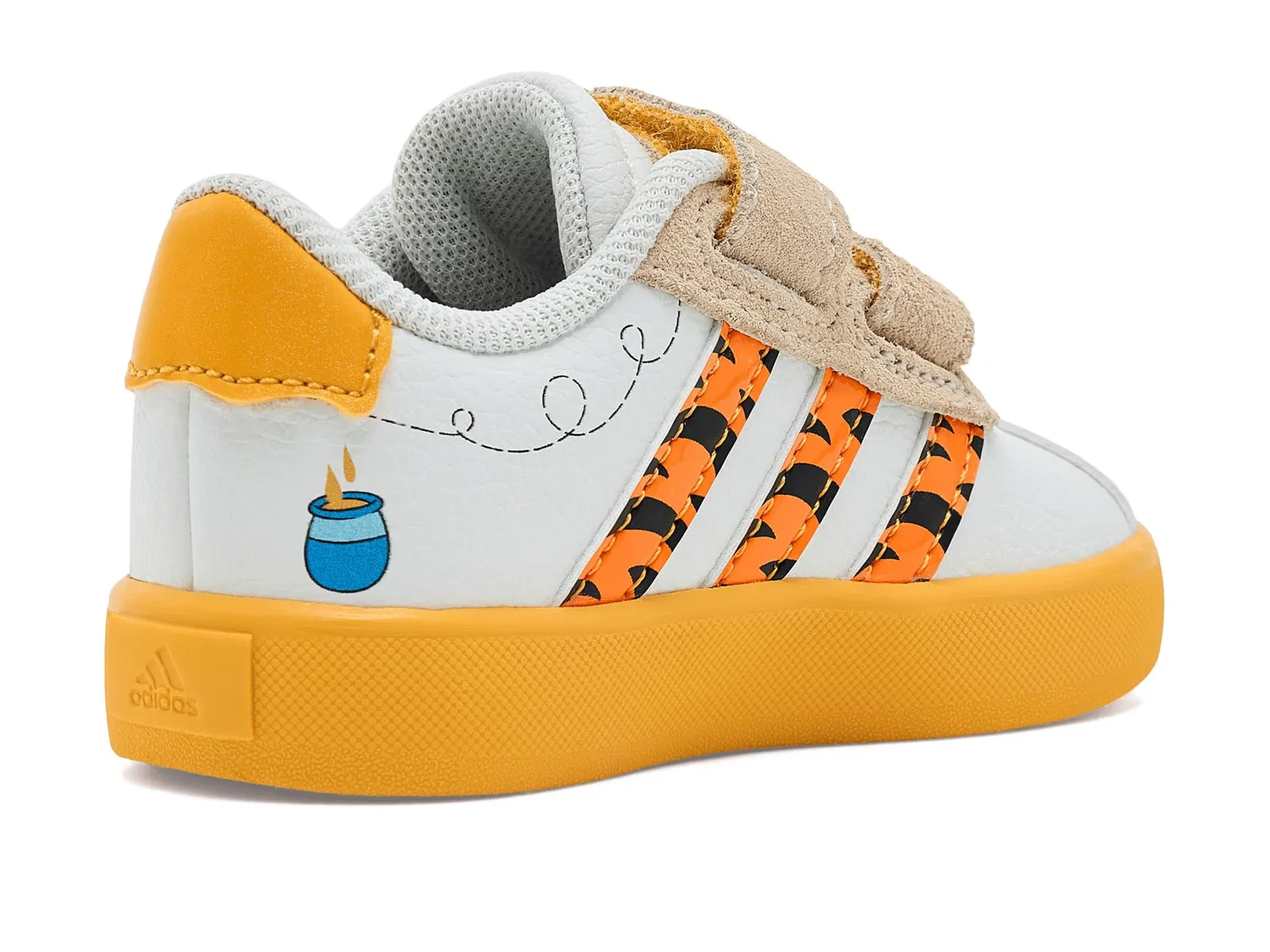 Кроссовки Disney Vl Court 3.0 Hook & Loop (для младенцев и малышей) Adidas Kids, Off-white/Crew Yellow/Black — фото 4