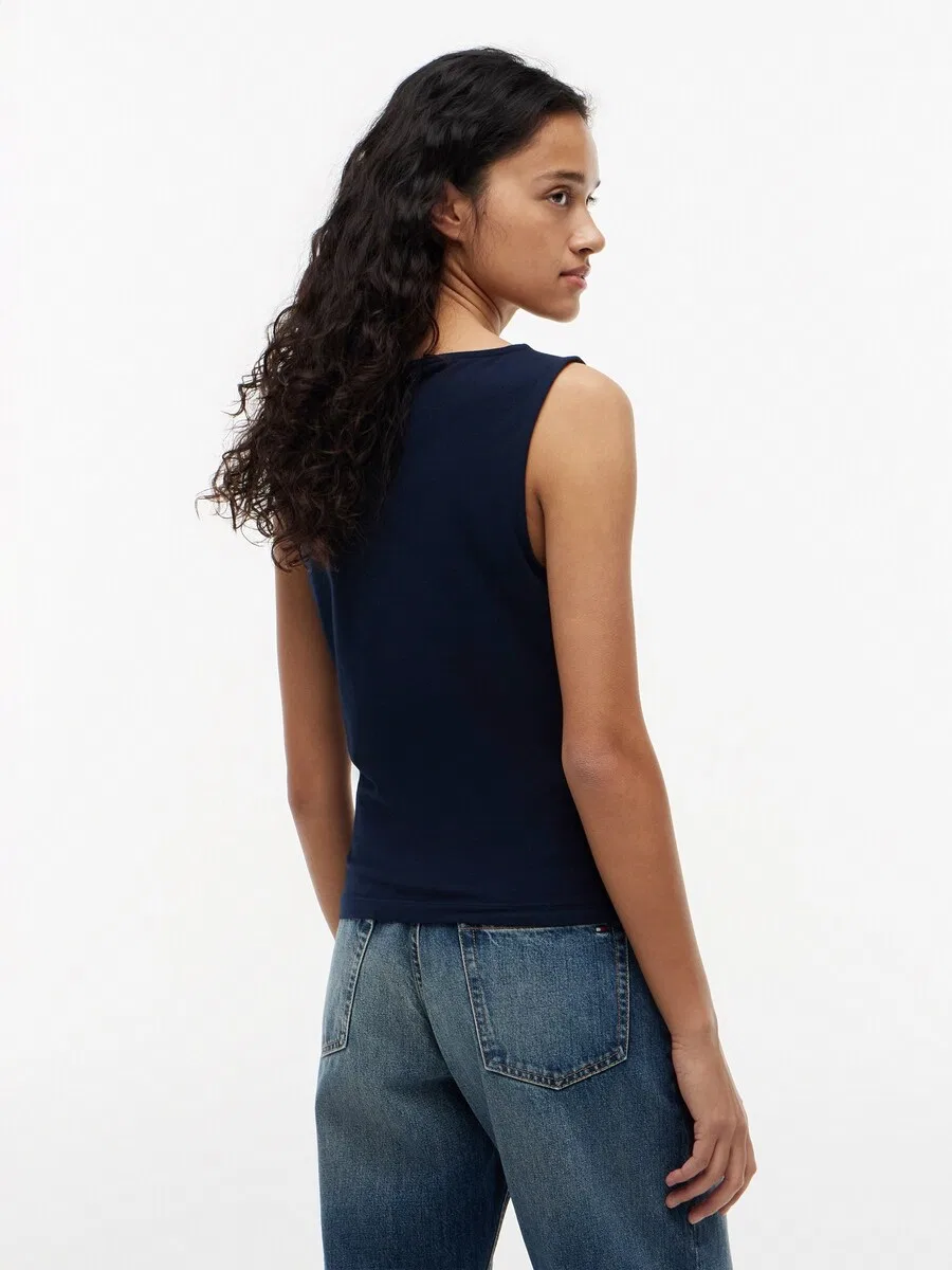 Топ TOMMY HILFIGER 'Slim Tank' темно-синего цвета — фото 4