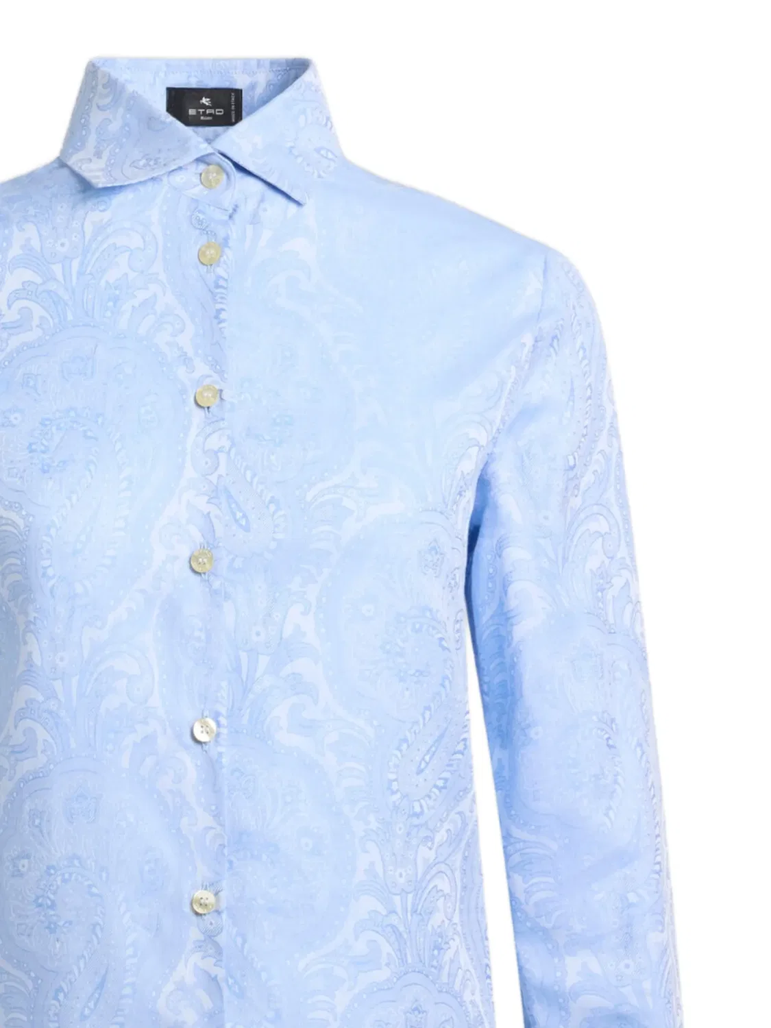 Рубашка из хлопка с жаккардовым узором ETRO, голубой — фото 2