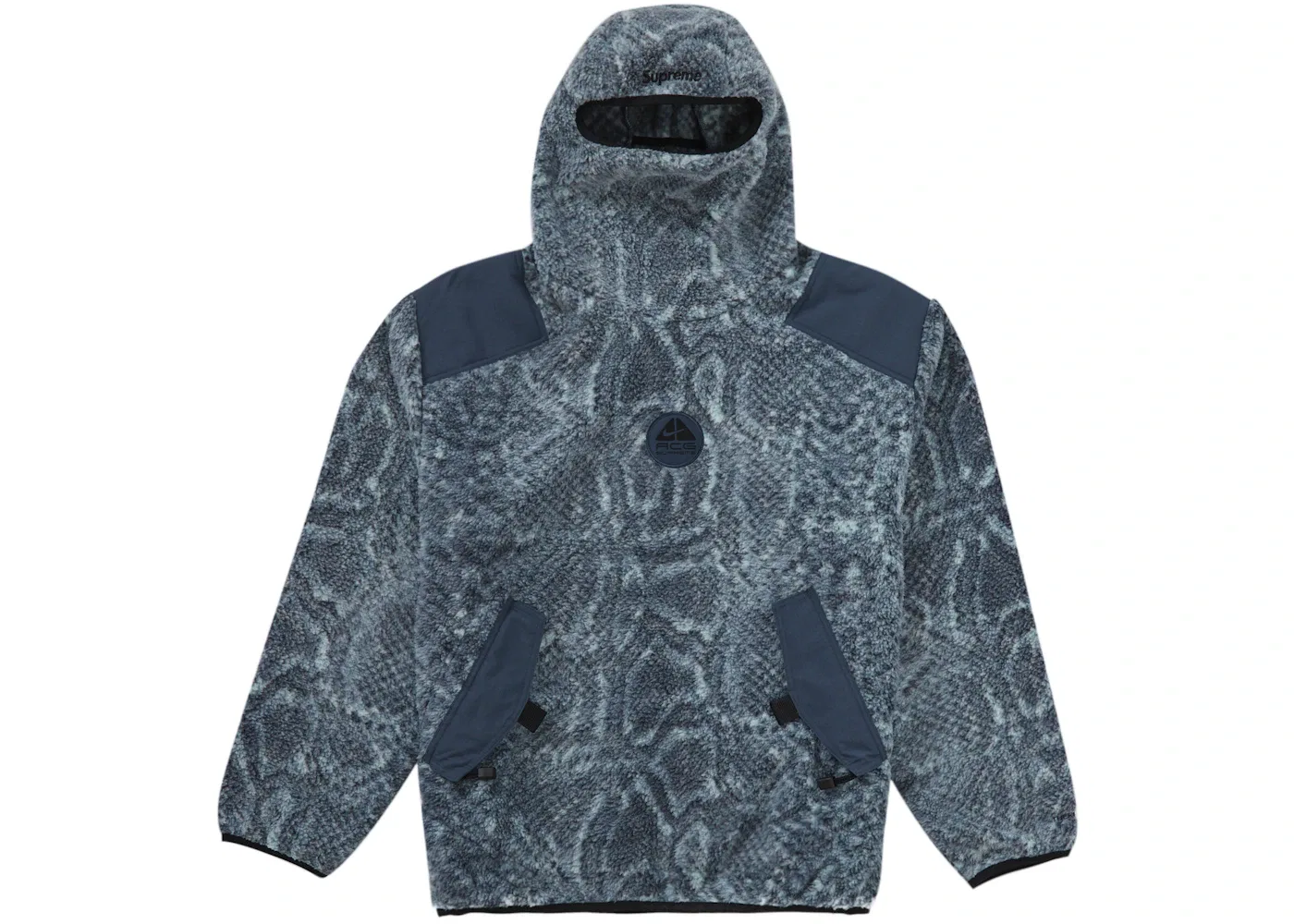Мужской пуловер из флиса с капюшоном-маской Pullover Supreme, Mint Snakeskin