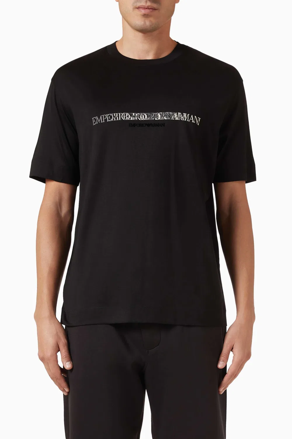 Футболка с коротким рукавом с принтом EA Text Emporio Armani, черный
