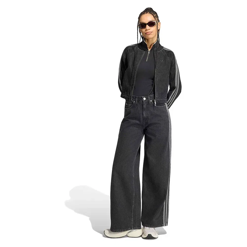 Женские джинсы с высокой посадкой Wide Leg High Waist Jeans Adidas Originals, Black — фото 4