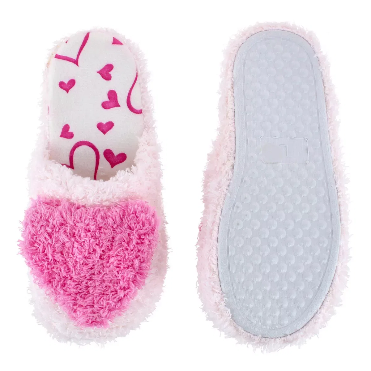 Детские тапочки для девочек с закрытым носком Fluffy Heart Assorted CTM, Pink — фото 3