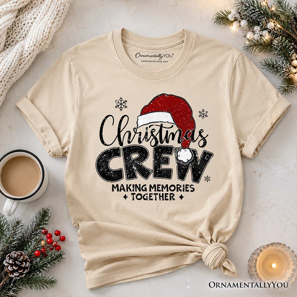 Детская футболка с принтом Christmas Crew Youth T-Shirt Festive Santa Hat Tee OrnamentallyYou, черный — фото 2