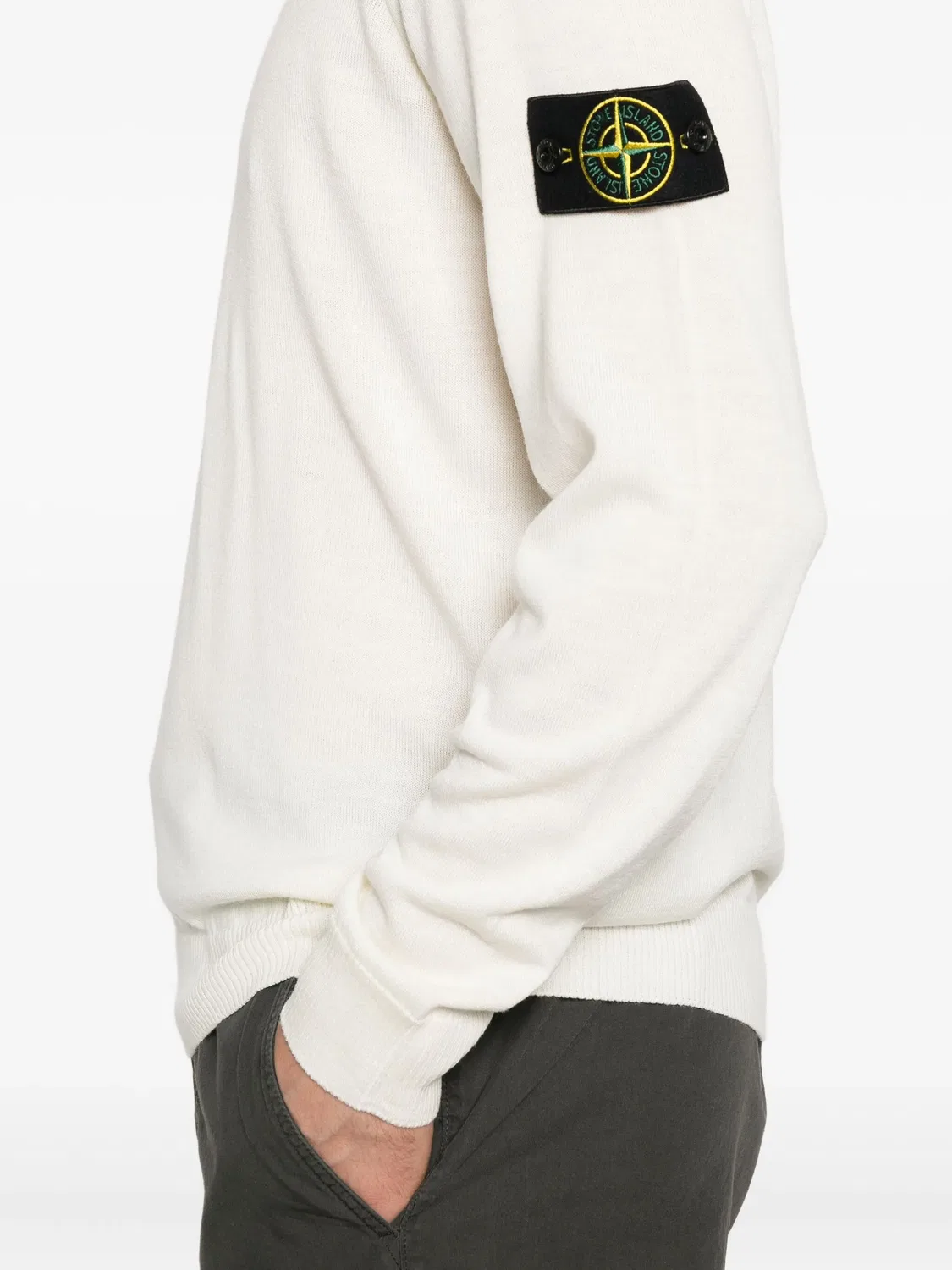 Свитер из шерши с накладными карманами Stone Island, слоновая кость — фото 2