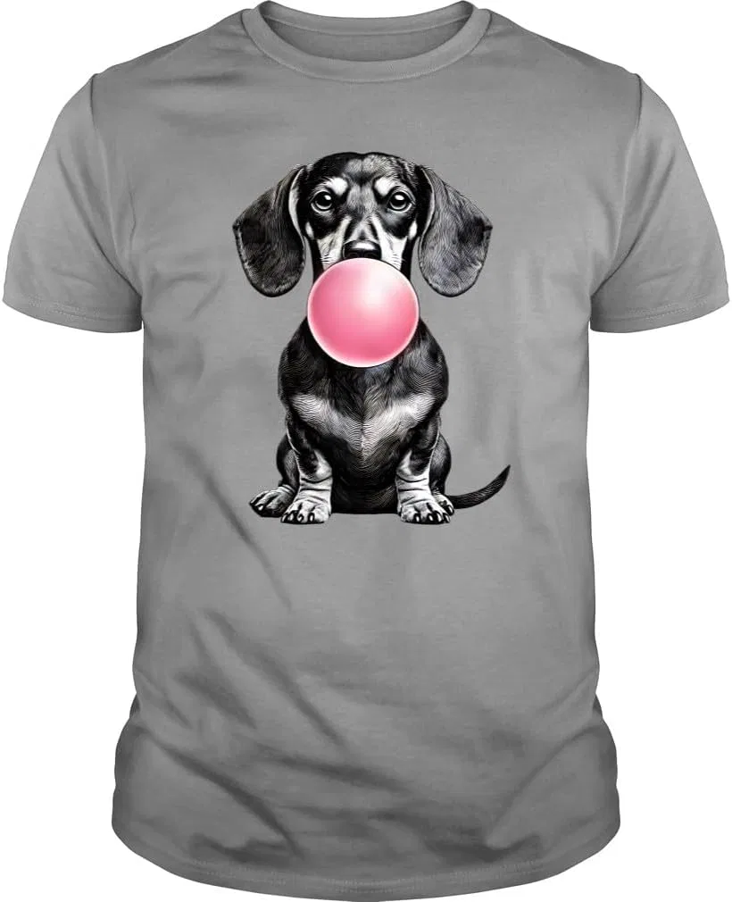Мужская футболка Funny Dachshund Bubble Gum Vintage Dog Mom Dad, Sports Grey