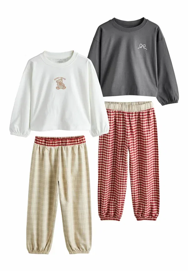 Пижамный набор из 2 предметов, хлопок, Regular fit - check 2 pack, Next, Neutral Bear, нейтральный