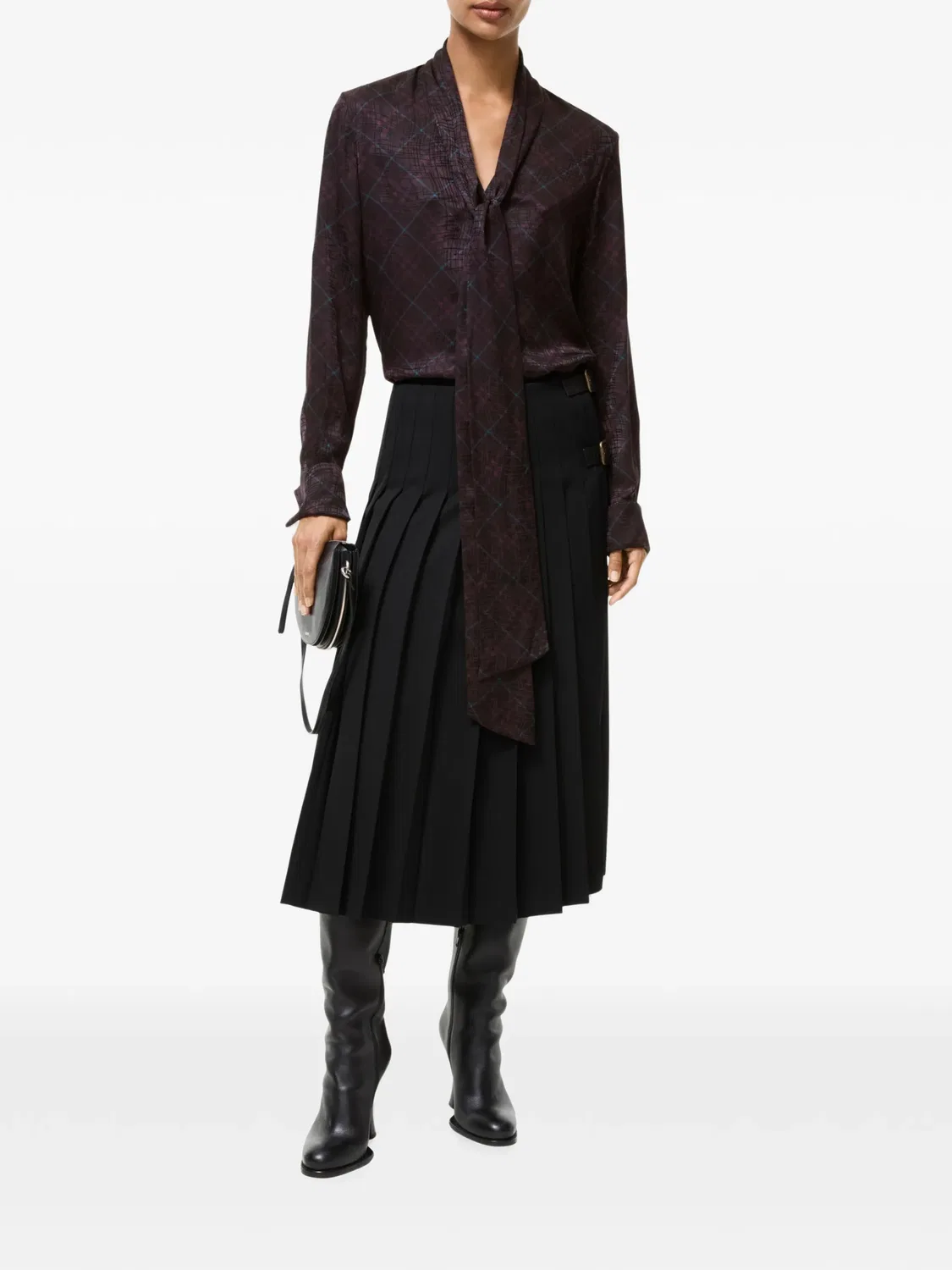 Шелковая блузка в клетку Burberry, фиолетовый — фото 2