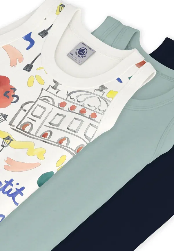 Комплект из 3 маек хлопок Petit Bateau, бирюзовый — фото 4