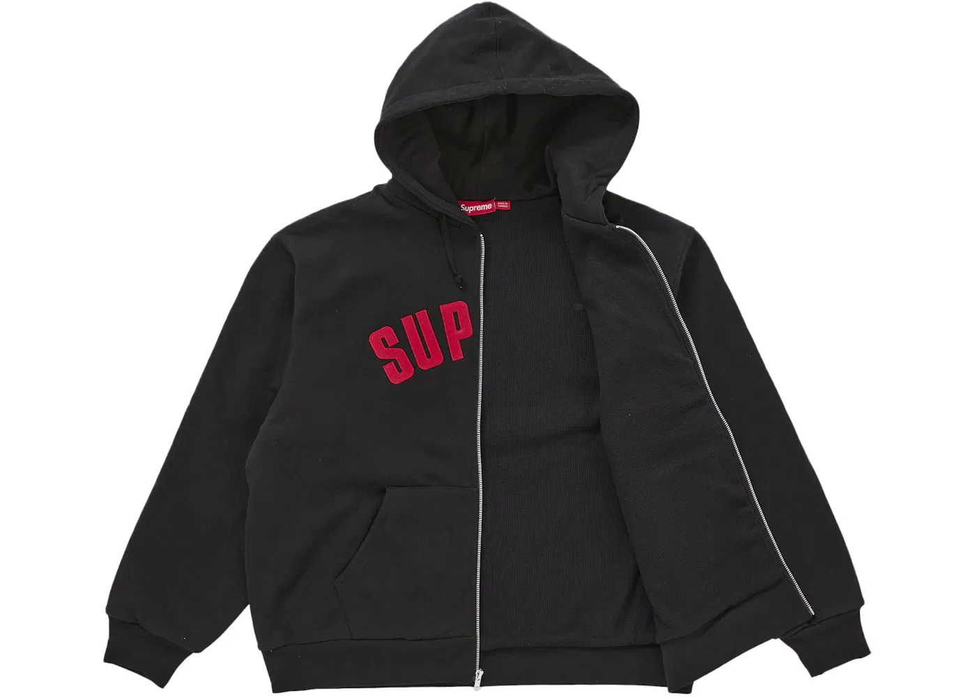 Мужская худи с принтом Supreme Arc Thermal Lined Zip Up Hooded Sweatshirt, Black — фото 2