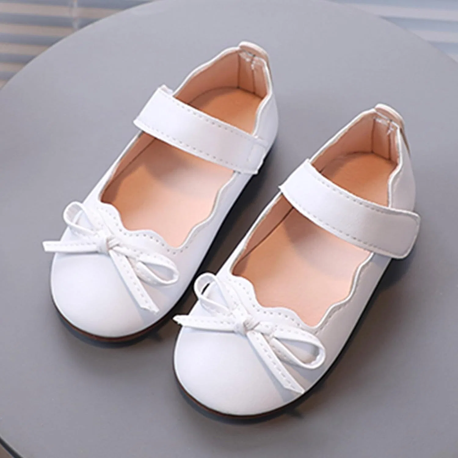 Детские туфли для девочек с бантом, мягкая подошва, модель Bow Knot Shoes, White — фото 3